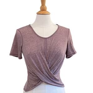 Lululemon Do the Daily Short Sleeve Cross Front T-Shirt/Top, Purple, Mulberry, S